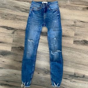 Zara Multi Damages Skinny In Azure Blue